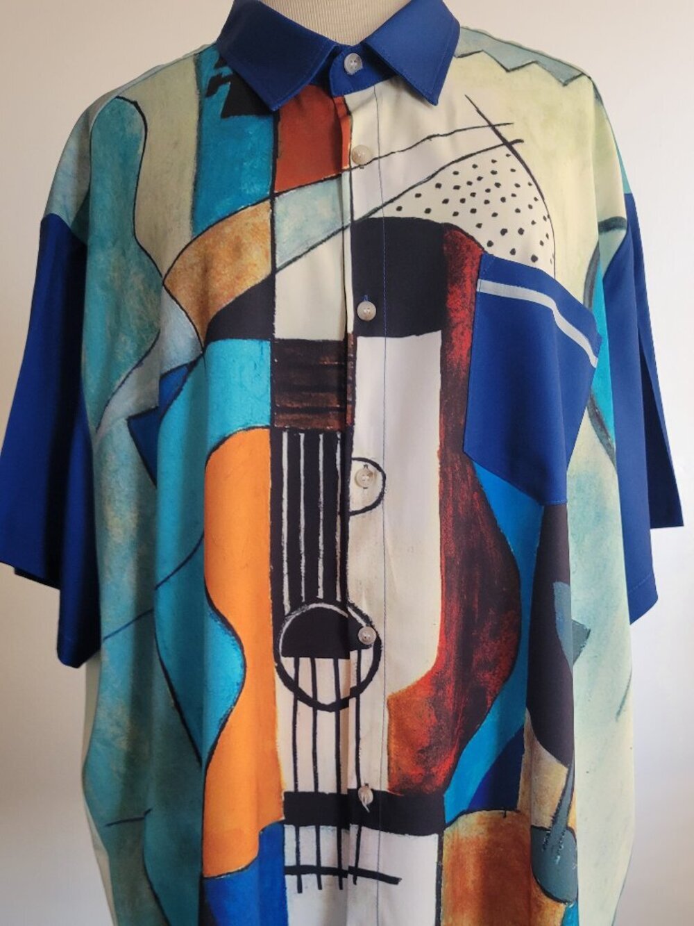 Hawaiian Shirts - Guitar Print Button Up Shirt | Men's 3XL
